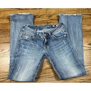 Miss Me Hi-Rise Jeans Bootcut Wings Embellished Embroidered Blue Jeans Sz 27x30